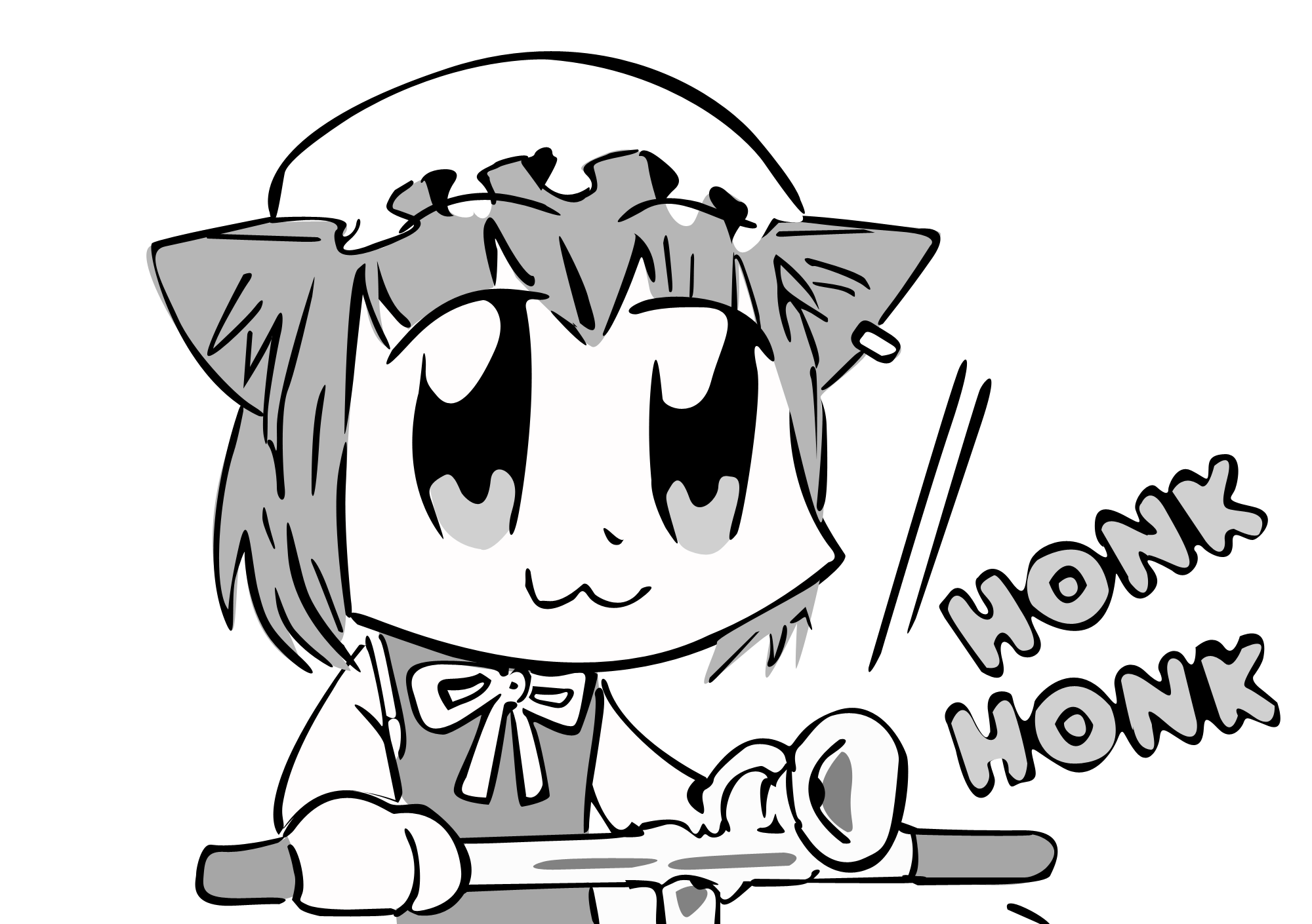 Girl on bicycle honking